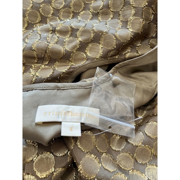Erin Featherston Gold Sheath Dress Size 4 Small Metallic Circle Sleeveless NEW - Picture 4 of 9
